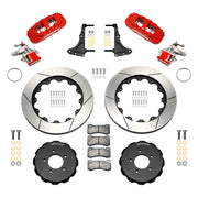 Wilwood custom C7-upright rear 14.00-inch brake kit, red AERO4 and MC4 calipers with gt slotted rings and hats