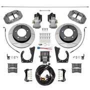 Wilwood Toyota LC70 rear brake conversion, gray service and electric parking calipers, GT rotors, hoses and wiring laid out