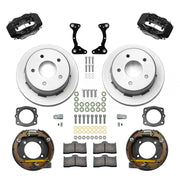 Wilwood Chevrolet/GMC C1500 rear 12.19-inch plain face brake kit layout with black Dynalite calipers and rotors, pads and fasteners and internal parking-brake assemblies