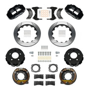 Wilwood Chevrolet/GMC C1500 rear 12.88-inch gt slotted brake kit layout with black Superlite 4R calipers and rotors, pads and fasteners and internal parking-brake assemblies