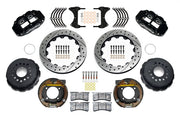 Wilwood G-Body rear 12.88-inch srp drilled & slotted brake kit layout with black Superlite 4R calipers and rotors, pads and fasteners and internal parking-brake assemblies