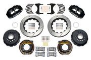 Wilwood G-Body rear 12.88-inch gt slotted brake kit layout with black Superlite 4R calipers and rotors, pads and fasteners and internal parking-brake assemblies