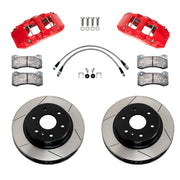 Wilwood Mercedes-Benz Sprinter 2500 rear brake kit with red AERODM calipers and 13.25-inch slotted rotors, laid out with pads, flexlines and mounting fasteners