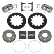 Wilwood Can-Am Maverick R rear brake kit with anodized NDPR calipers and 11.60-inch plain rotors, laid out with dynamic hats, retaining rings, pads, brackets and hardware