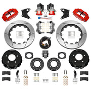 Wilwood rear Forged Narrow Superlite 4R kit components for C1500, red calipers and 14-inch gt slotted rotors, with electric parking calipers