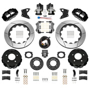 Wilwood rear Forged Narrow Superlite 4R kit components for C1500, black calipers and 14-inch gt slotted rotors, with electric parking calipers