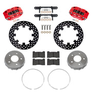 Wilwood front NDPR kit components for Polaris RZR Pro R/Turbo R, red calipers and 11.25-inch drilled rotors