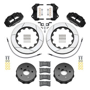 Wilwood rear Forged Narrow Superlite 4R kit components for Jeep Wrangler JK, black calipers and 13.5-inch gt slotted rotors