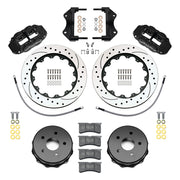 Wilwood rear Forged Narrow Superlite 4R kit components for Jeep Gladiator JT, black calipers and 13.5-inch srp drilled and slotted rotors