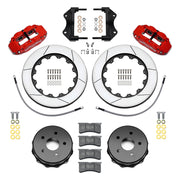 Wilwood rear Forged Narrow Superlite 4R kit components for Jeep Gladiator JT, red calipers and 13.5-inch gt slotted rotors