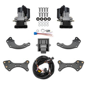Wilwood rear EPB retrofit components with black parking calipers, brackets and controls for Dynalite Pro Street brakes
