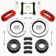 Wilwood rear TX6R kit components for Silverado/Sierra 2500 HD, red calipers and 16-inch gt slotted rotors