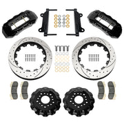Wilwood front TX6R kit components for GM C10-Family Aluminum ProSpindles, black calipers and 16-inch srp drilled and slotted rotors
