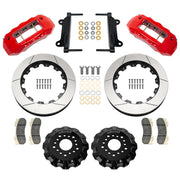 Wilwood front TX6R kit components for GM C10-Family Aluminum ProSpindles, red calipers and 16-inch gt slotted rotors