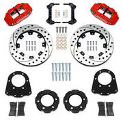 Wilwood front Forged Narrow Superlite 6R kit components for GM K-Series/Blazer/Jimmy 6-Lug 4x4, red calipers and 12.19-inch srp drilled and slotted rotors
