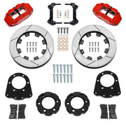 Wilwood front Forged Narrow Superlite 6R kit components for GM K-Series/Blazer/Jimmy 6-Lug 4x4, red calipers and 12.19-inch gt slotted rotors