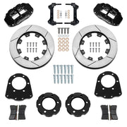 Wilwood front Forged Narrow Superlite 6R kit components for GM K-Series/Blazer/Jimmy 6-Lug 4x4, black calipers and 12.19-inch gt slotted rotors