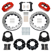 Wilwood front Forged Narrow Superlite 6R kit components for GM K-Series/Blazer/Jimmy 6-Lug 4x4, red calipers and 12.88-inch srp drilled and slotted rotors