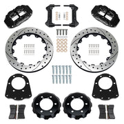Wilwood front Forged Narrow Superlite 6R kit components for GM K-Series/Blazer/Jimmy 6-Lug 4x4, black calipers and 12.88-inch srp drilled and slotted rotors