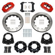Wilwood front Forged Narrow Superlite 6R kit components for GM K-Series/Blazer/Jimmy 6-Lug 4x4, red calipers and 12.88-inch gt slotted rotors