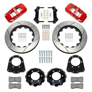 Wilwood front AERO6 kit components for GM K-Series/Blazer/Jimmy 6-Lug 4x4, red calipers and 14-inch gt slotted rotors