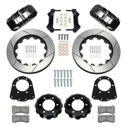 Wilwood front AERO6 kit components for GM K-Series/Blazer/Jimmy 6-Lug 4x4, black calipers and 14-inch gt slotted rotors