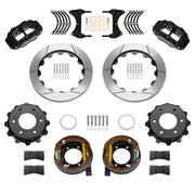Wilwood rear Forged Narrow Superlite 4R kit components for GM K-Series/Blazer/Jimmy 6-Lug 4x4, black calipers and 12.88-inch gt slotted rotors, with internal parking shoes
