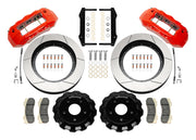 Wilwood front TX6R kit components for Ram 1500 4WD, red calipers and 16-inch gt slotted rotors