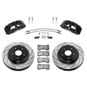 Wilwood front AERODM kit components for Ram 1500 4WD, black calipers and 13.38-inch srp drilled and slotted rotors