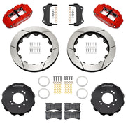 Wilwood red FNSL6R front brake kit for Nissan 240SX / Skyline / 300ZX, 12.88-inch slotted rotors and components laid out