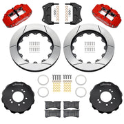 Wilwood red FNSL6R front brake kit for Nissan 240SX / Skyline / 300ZX, 14.00-inch slotted rotors and components laid out