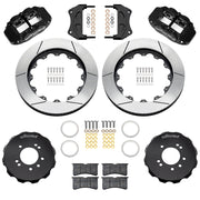 Wilwood black FNSL6R front brake kit for Nissan 240SX / Skyline / 300ZX, 14.00-inch slotted rotors and components laid out