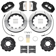 Wilwood black FNSL6R front brake kit for 1995–1998 Nissan Skyline R33, 14.00-inch slotted rotors and components laid out