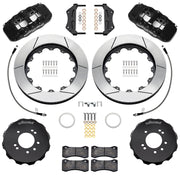Wilwood black AERO6 front brake kit for 1995–1998 Nissan Skyline R33, 14.00-inch slotted rotors and components laid out