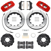 Wilwood red AERO6 front brake kit for 1999–2002 Nissan Skyline R34, 14.00-inch slotted rotors and components laid out