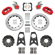Wilwood red FNSL4R / MC4 rear brake kit for 1989–1998 Nissan 240SX, 13.50-inch slotted rotors and components laid out