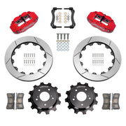 Wilwood red FNSL4R rear brake kit for Nissan Skyline / 300ZX, 13.50-inch slotted rotors and components laid out