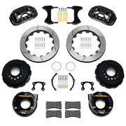 Wilwood black XRS4R rear brake kit for Big Ford New Style 2.50-inch Offset, 12.88-inch slotted rotors and components laid out