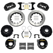 Wilwood black XRS4R rear brake kit for Big Ford New Style 2.50-inch Offset, 14.00-inch slotted rotors and components laid out
