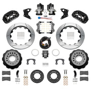 Wilwood black XRS4R / EPB rear brake kit for Big Ford New Style 2.50-inch Offset, 12.88-inch slotted rotors and components laid out