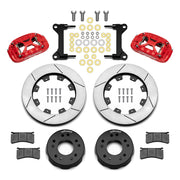 Wilwood red XRS6R front brake kit for 1963–1987 Chevrolet / GMC Trucks with Aluminum ProSpindles, 12.19-inch slotted rotors and components laid out