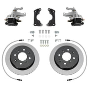 Wilwood black HM7 rear brake kit for Honda / Acura Original Rear Disc Applications, 9.37-inch plain rotors and components laid out