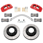 Wilwood red AERO6-DM front brake kit for 2007–2015 Toyota Tundra / 2008–2015 Sequoia, 13.39-inch slotted rotors and components laid out
