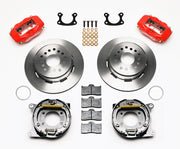 Wilwood Small Ford Plain-Rotor Rear Kit with Red Dynalite Calipers — 12.19-inch Parking Brakes, 2.66-inch Offset components