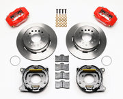 Wilwood Red 12.19-inch Rear Parking Kit for Ford 8.8 Housings — Plain-Face Rotors, Five-Lug Fitment components