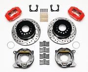 Wilwood Red Rear Parking Brakes for Chevrolet 12-Bolt Special Ends — SRP 12.19-inch Rotors, Fixed Bearing components