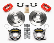 Wilwood Big Ford New-Style Plain Rear Disc Conversion — Red Calipers, 2.36-inch Offset, 12.19-inch Parking Kit components