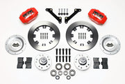 Wilwood front Dynalite kit for GM 11-Inch-Rotor Spindles, red calipers and 12.19-inch plain face rotors laid out
