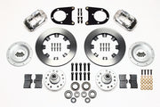 Wilwood front Dynalite kit for Ford Drum-Brake Spindles, polish calipers and 12.19-inch plain face rotors laid out