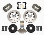 Wilwood front Dynapro DS kit for MINI Cooper Four-Lug Models, Type III anodized calipers and 11.75-inch gt slotted rotors laid out